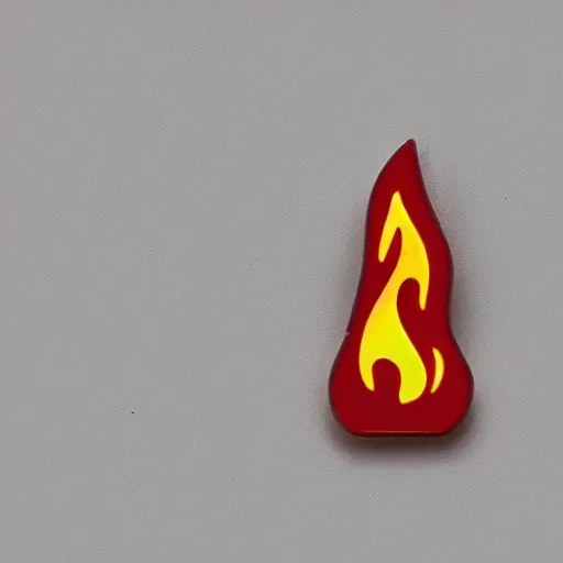 Image similar to a photo of a retro 8 0 s minimalistic clean fire warning enamel pin, studio lighting, behance