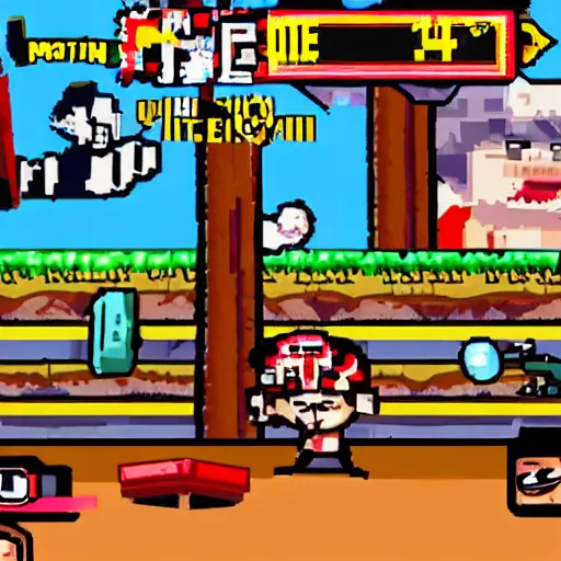 Image similar to quentin tarantino in the video game little fighters 2