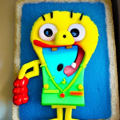 Image similar to handsome man, sponge bob style, big smile, vivid colors