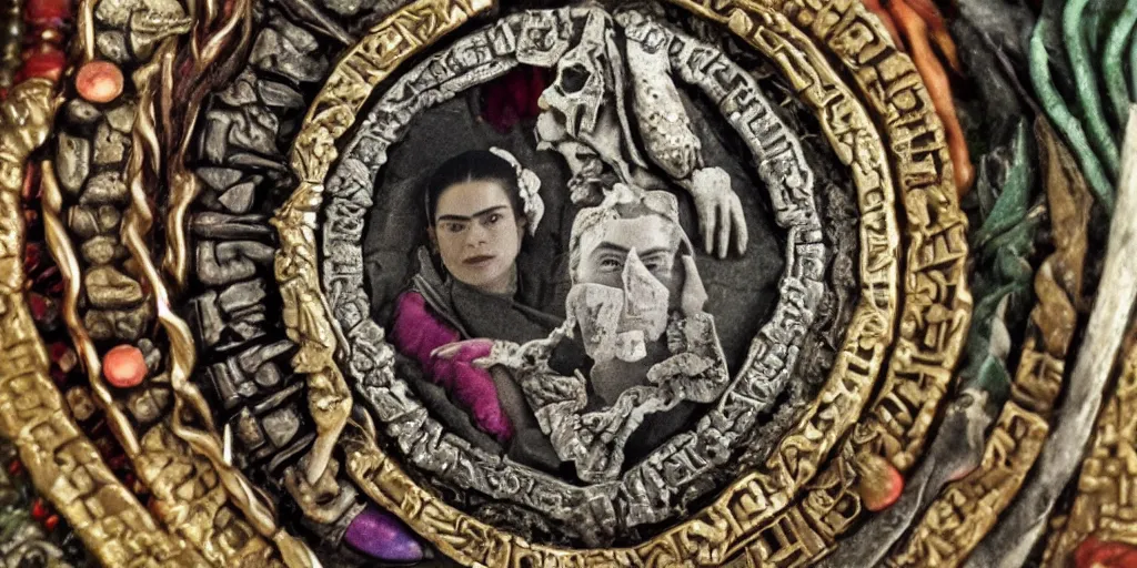 Prompt: lord of the rings close up of the ring style of frida kahlo