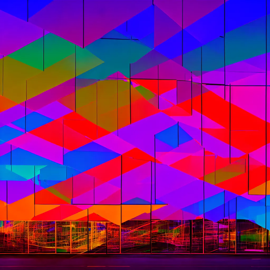 Image similar to photograph of intersecting windows of various colors at night, dream-like, trending on unsplash, volumetric lighting, cool temperature, Tame Impala album art