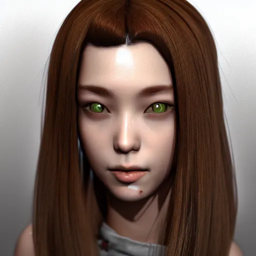 Image similar to brown haired girl by ryohei fuke, detailed, highly detailed, realistic, sci fi setting, volumetric shading, 4 k, trending on artstation