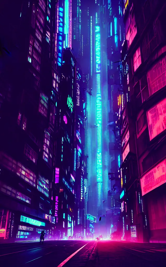 Image similar to a magnificent dark neon futuristic cyberpunk city bustling street at night cyberart by liam wong rendered in octane, 3 d render, trending on cgsociety, blender 3 d