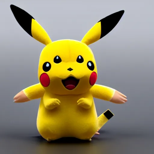 Image similar to a pikachu plushie, 3 d octane render, photorealistic, hyperdetailed, rtx, hdr, 8 k, 5 0 mm lens.