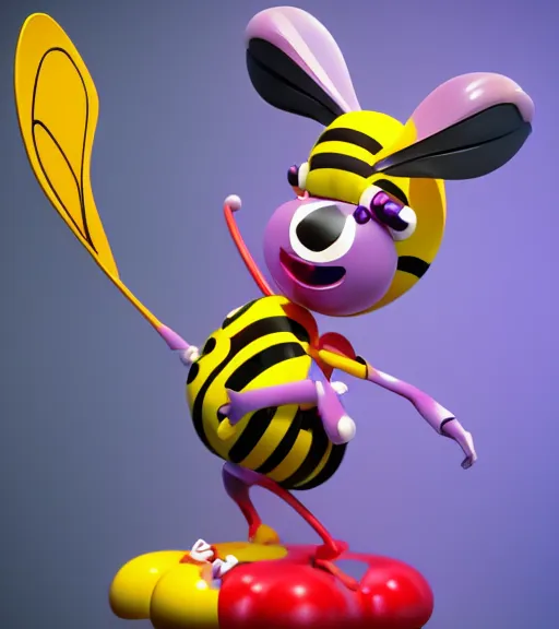 Prompt: a sculpture of cartoon bee by jeff koons ray tracing, octane redner brilliantly coloured, trending on artstation, unreal engine, hdr, polished