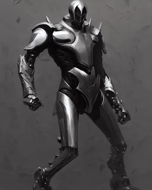 Prompt: muscled male smooth sleek black pearlescent wraithbone powerarmor, by greg rutkowski and mark brookes and jim burns and tom bagshaw and magali villeneuve, trending on artstation