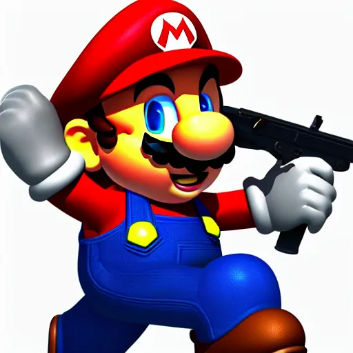 Image similar to Super Mario holding a gun,CG graphics