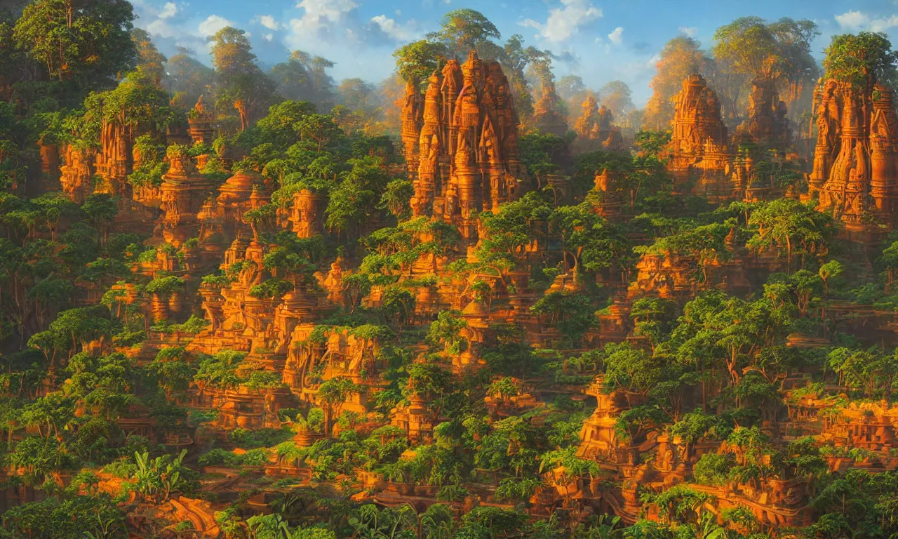 Prompt: a beautifu biomechanical sri lankan landscape, concept art, intricate detail, volumetric shadows and lighting, realistic oil painting by tim hildebrandt,