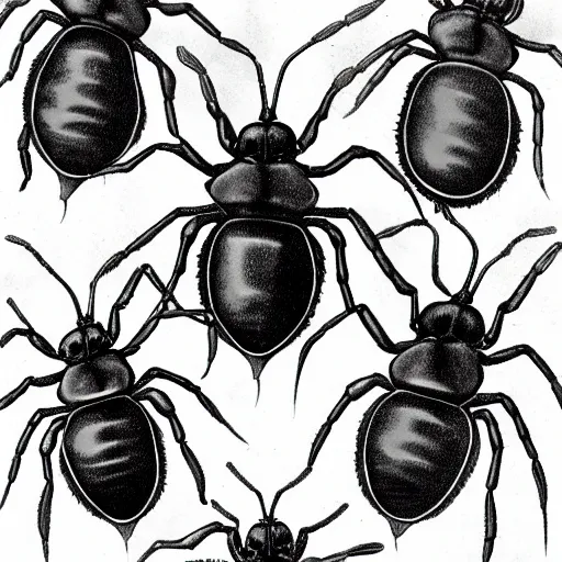 Image similar to fireant, black and white, botanical illustration