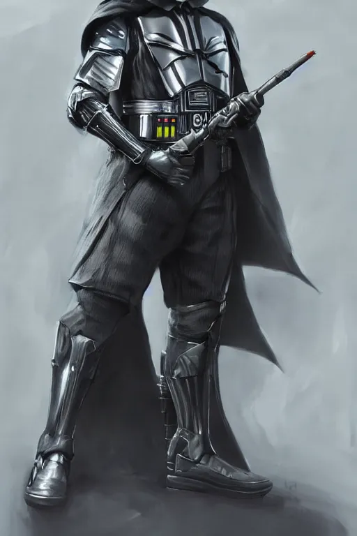 Image similar to Joker wearing vader's armor suit, full character, artstation, highly detailed, highly realistic