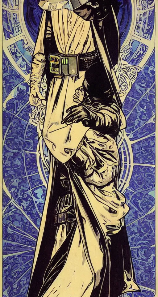 Image similar to Darth Vader , art nouveau by Alphonse Mucha