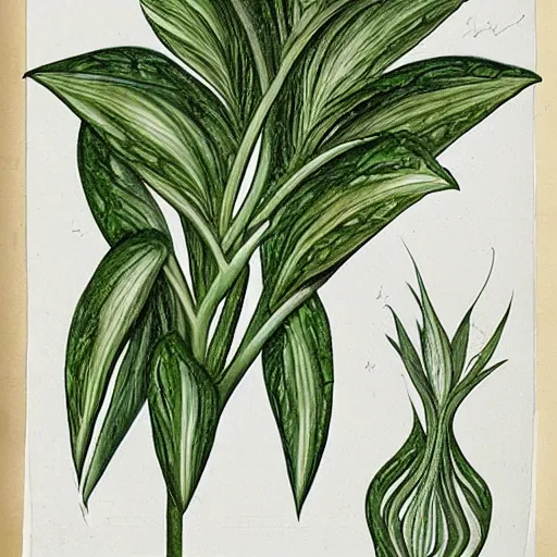 Prompt: botanical drawing of an alien plant species