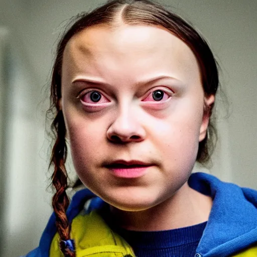 Prompt: Greta Thunberg as eleven in Stranger Things