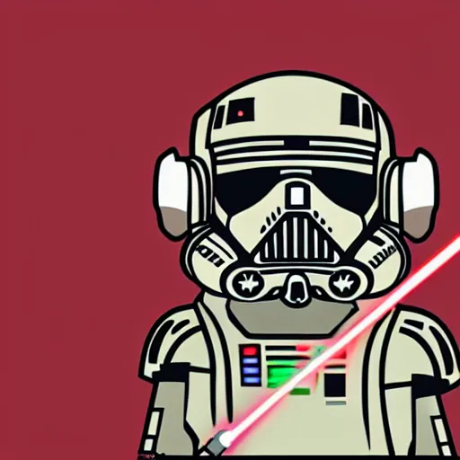 Image similar to a Star-Wars-Wookie, svg sticker, vector art, wearing headphones, jamming to music