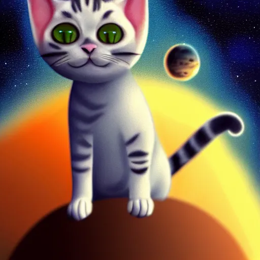 Prompt: a cat sitting on planet earth, space in background, astronaut, illustration, digital art, trending on artstation