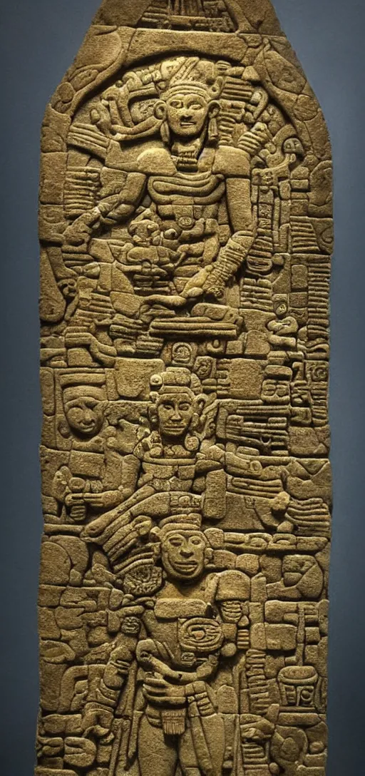 Image similar to a nicely lit high definition digital 8 0 mm photo of ancient mayan wall sculpture engraving about aliens and marijuana