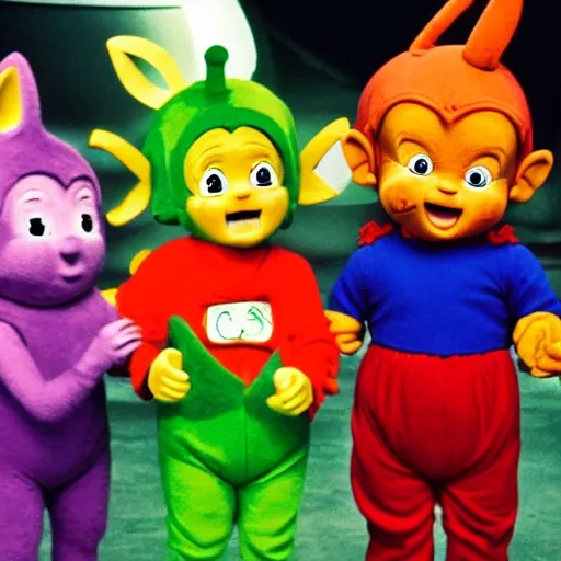 Prompt: goku and the teletubbies