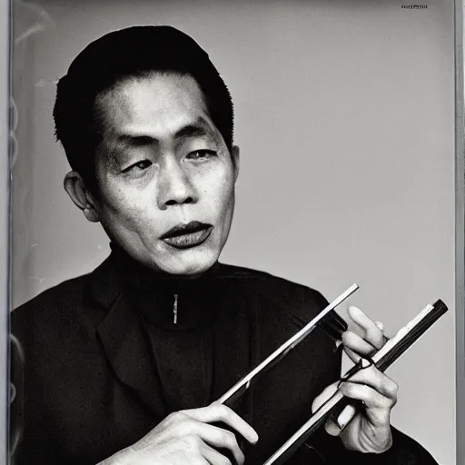 Image similar to A Filipino theremin player, portrait, Taschen, by Peter Lindbergh