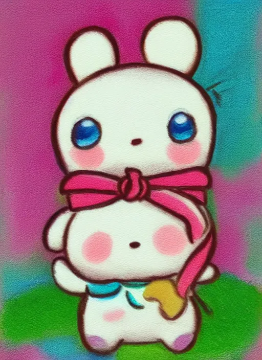 Image similar to cute, pastel painting of cinnamoroll, sanrio