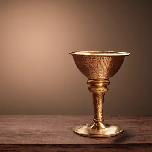 Image similar to studio photography of 1st century wine goblet, studio lighting, solid color background 8k