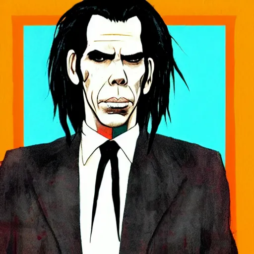 Prompt: nick cave in the style of frank miller