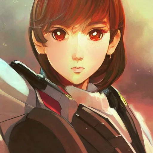 Image similar to A potrait of a gundam with big and cute eyes, fine-face, realistic shaded perfect face, fine details. Night setting. Very anime style. Realistic shaded lighting poster by Ilya Kuvshinov katsuhiro, magali villeneuve, artgerm, Jeremy Lipkin and Michael Garmash, Rob Rey and Kentarõ Miura style, trending on art station