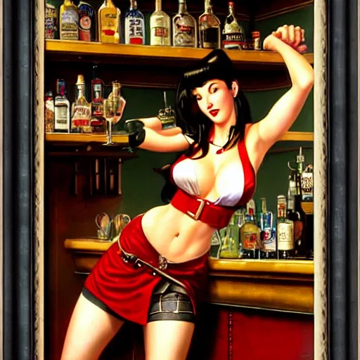 Image similar to tifa lockheart in her bar by gil elvgren