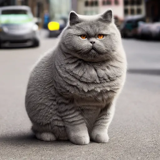 Prompt: a photo of a fluffy roadster whose body is made of a fluffy British Shorthair, cool, realistic, 4k, hd, highly detailed