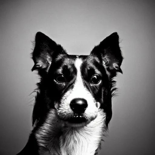 Image similar to portrait of thom yorke as a yorkshire dog, kodak portra, studio lighting, high detail fur,
