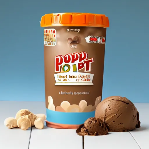 Image similar to poop flavored ice cream quart container with a picture of poop on the graphic label