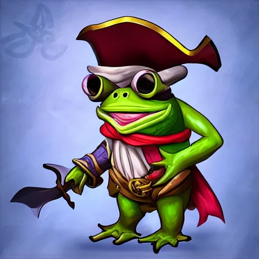 Prompt: pirate frog : a league of legends character