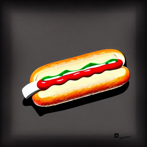 Prompt: a hot dog made out of glass | digital art