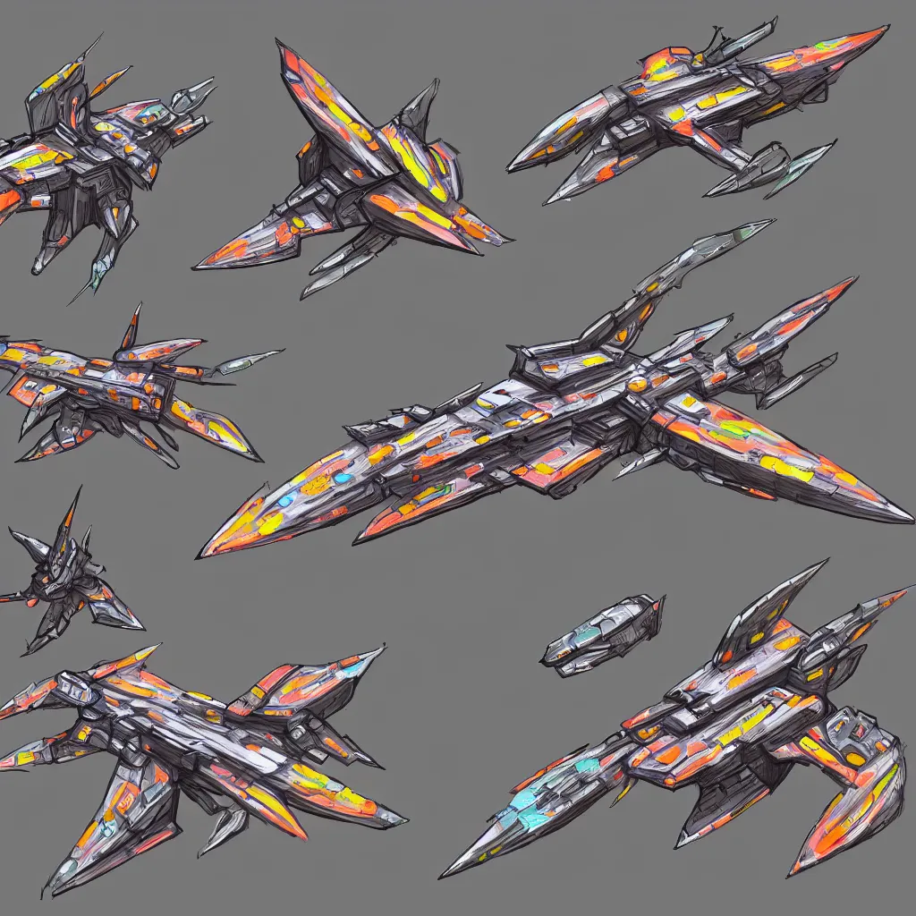 Image similar to combat spaceship from the side concept art colorful by gurmukh basin