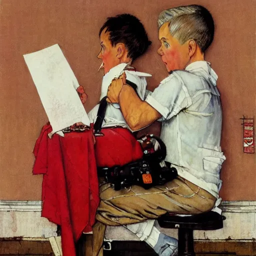 Prompt: Art by Norman Rockwell
