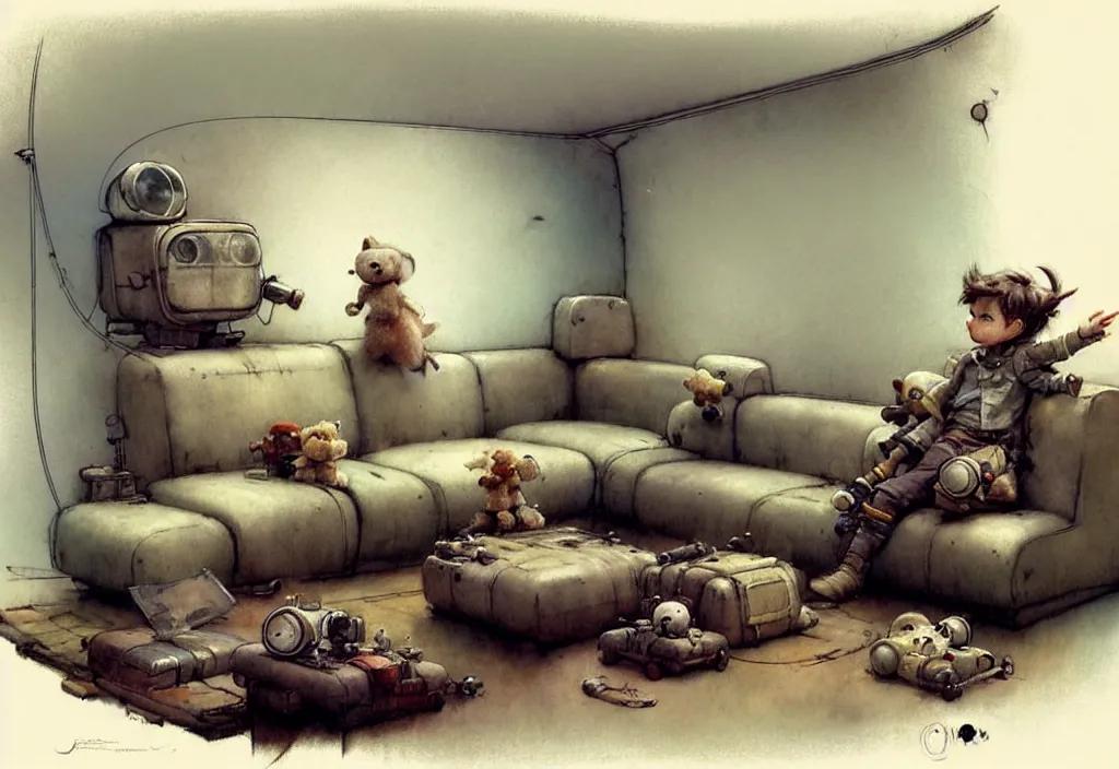Image similar to adventurer ( ( ( ( ( 1 9 5 0 retro futuristic minimalistic living room. muted colors. toys laying around ) ) ) ) ) by jean baptiste monge