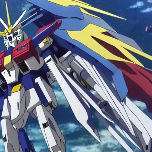 Prompt: a still frame of a gundam anime, animated by kyoto animation