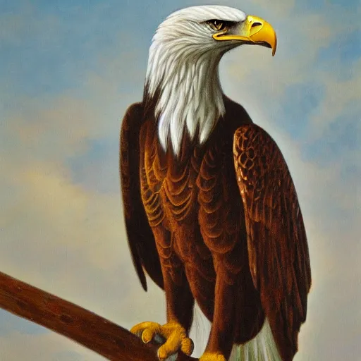 Image similar to eagle wearing kofiah, oil painting