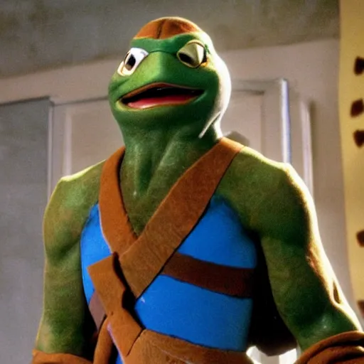 Image similar to johny depp as turtle in nineties teenage mutant ninja turtles tv show, cartoon