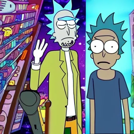 Prompt: if Rick and Morty was an anime