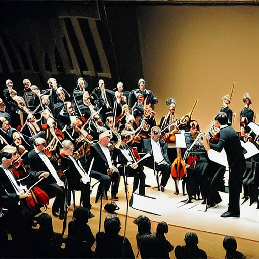 Image similar to orchestral concert art by banksy