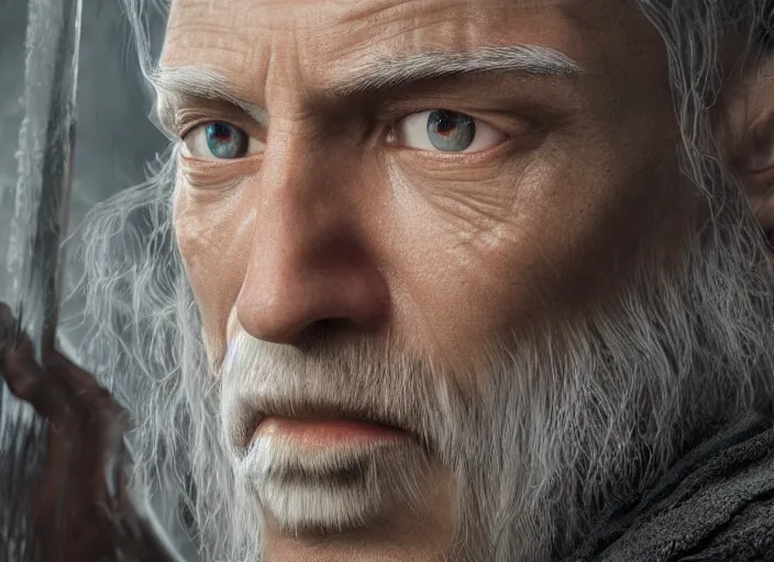 Image similar to hyperrealism, detailed textures, photorealistic 3 d render, a mystical wizard in the time of merlin, in the style of lord of the rings, sharp focus, ultra realistic, ultra high pixel detail, cinematic, intricate, cinematic light, concept art, illustration, art station, unreal engine 8 k