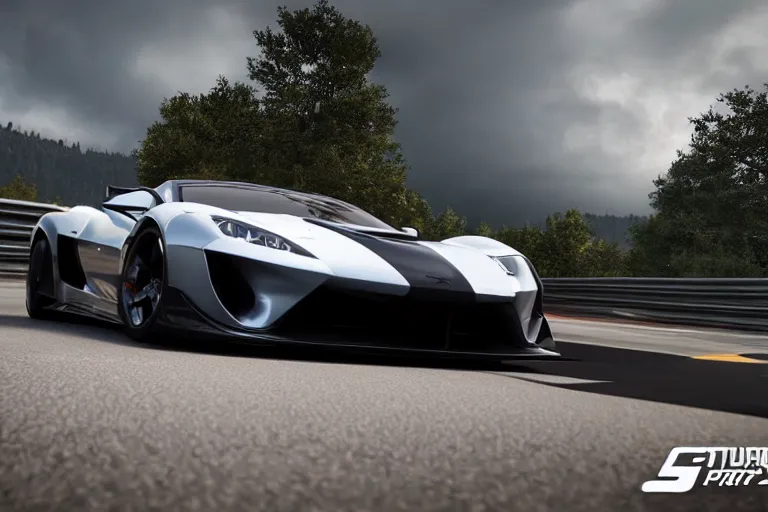 Image similar to photo wallpaper sport car gran turismo 7 forza horizon need for speed fast and furious 5 unreal engine supercar hypercar game concept car octane render, 4 khd 2 0 2 2 3 d cgi rtx style chrome reflexion global illumination ray tracing hdr arstation pixar and disney unreal