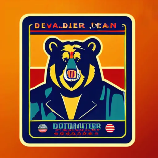 Image similar to Propaganda poster of a dictator bear, sticker, highly detailed, colorful, illustration, drama, smooth and clean vector curves, no jagged lines, vector art, smooth