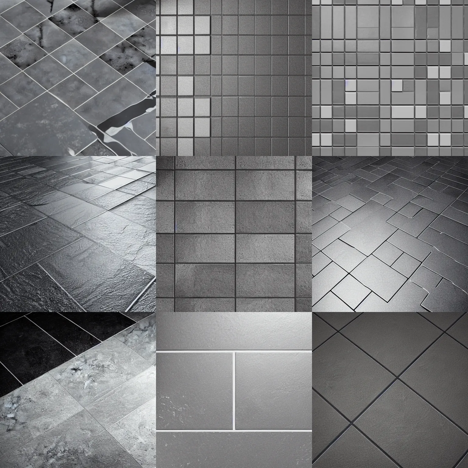 Prompt: dystopian floor tile texture, shiny, white and black, octane render