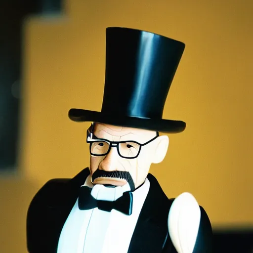 Prompt: Walter White wearing a tuxedo and top hat