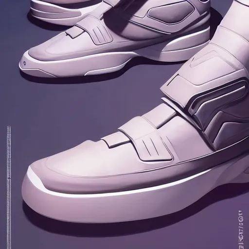 Image similar to futuristic balenciaga sneakers design by jesper ejsing, highly detailed, rim light, art, cinematic lighting, very coherent, hyper realism, high detail, 8 k