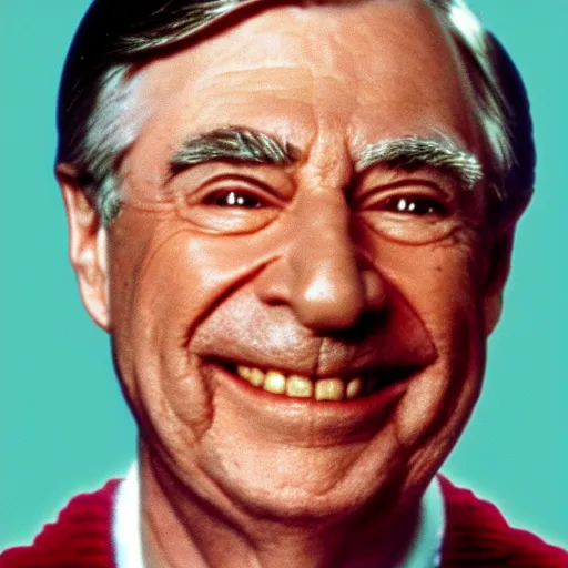 Image similar to mr. rogers with two heads and six arms.