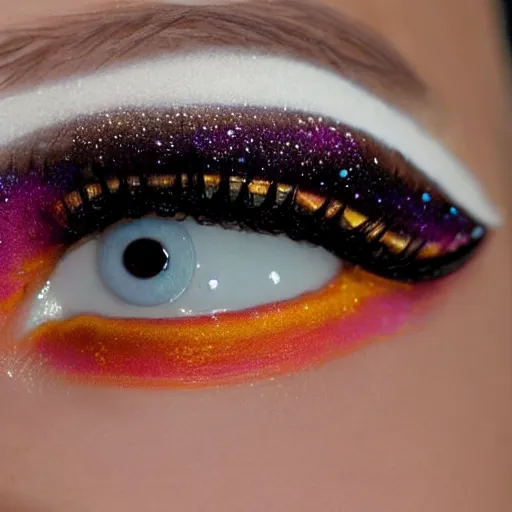 Image similar to close up of eyelids with ( ice cream sprinkles ) mascara