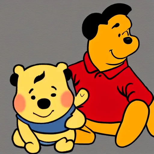 Image similar to drawing of xi jinping with the body of winnie the pooh and the head of xi jinping