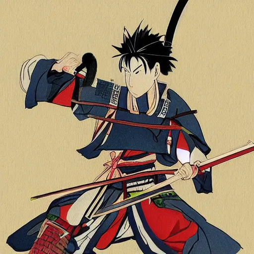 Image similar to samurai anime by shinji obara manglobe